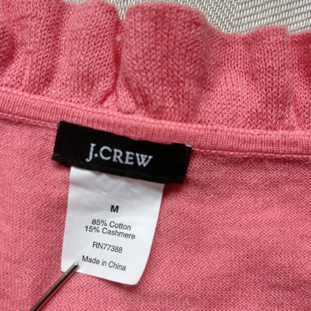 J.Crew Y2K Ruffle Trim Top Open Cardigan Shrug Cashmere Blend Short Sleeve Layer - Picture 9 of 14